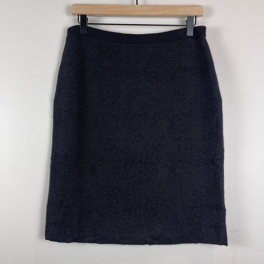 Eileen Fisher Skirt Sz S Black Wool Blend Sweater Knit Dark Academia Career Prep